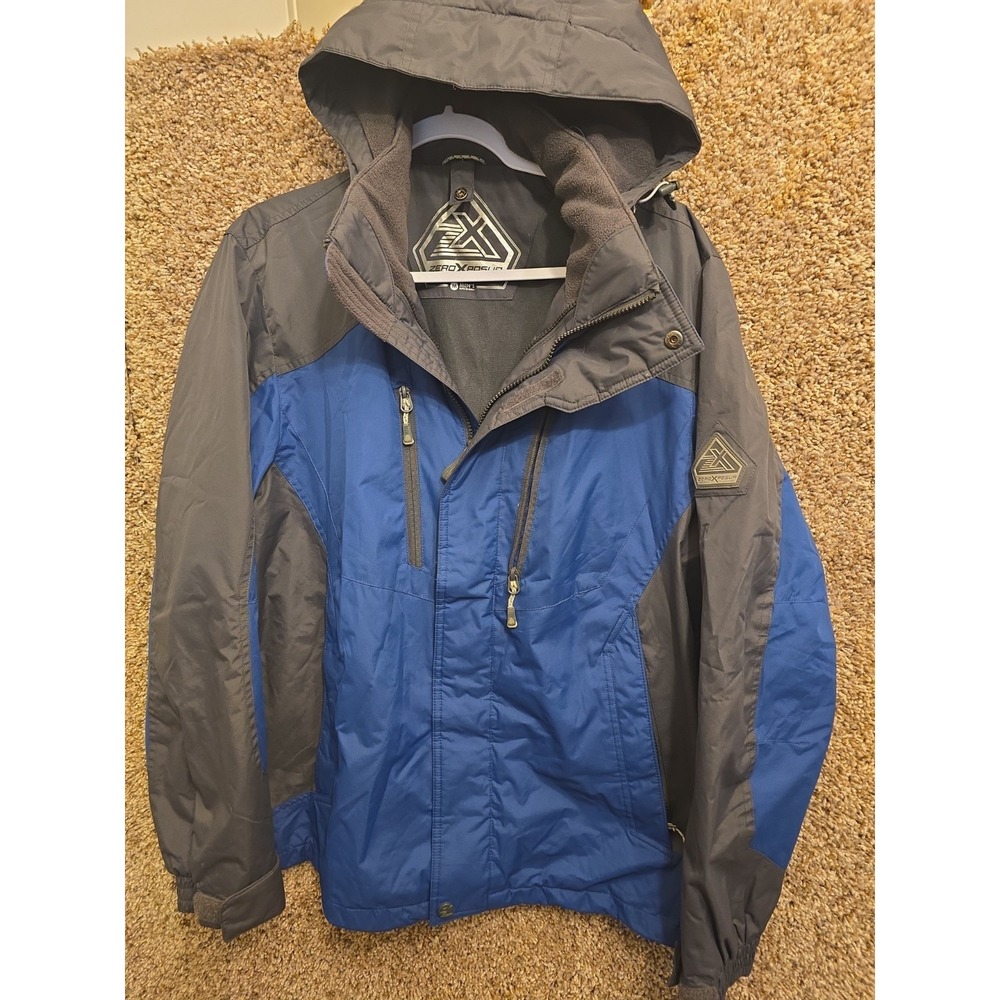 Zero Xposur Men's Jacket Removable Hood Full Zip Size Medium 2-tone blue